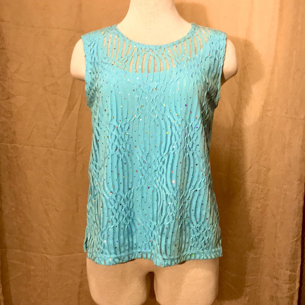 Turquoise tank top with sequins